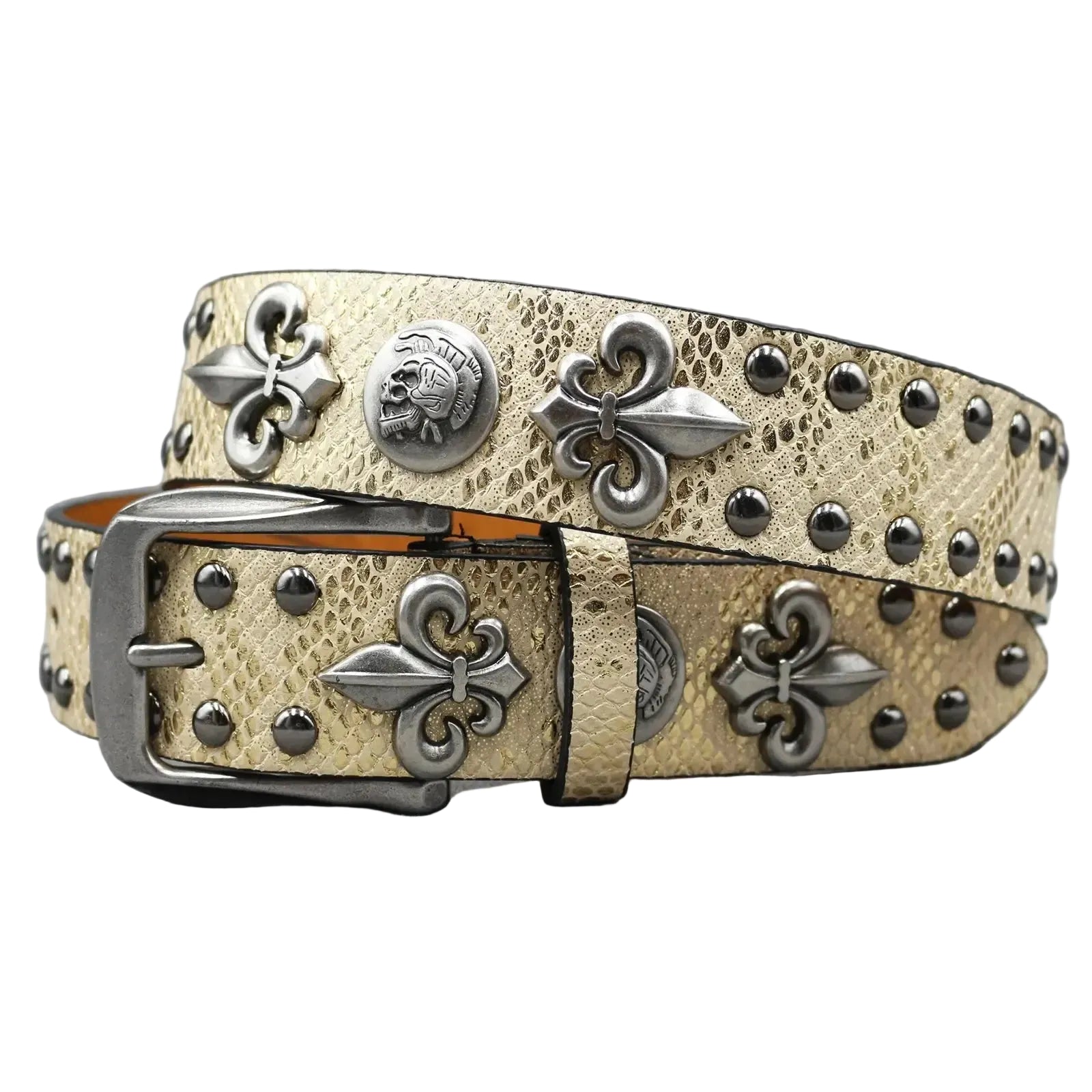 Ceinture cloutée pour femme – Rivets métalliques et croix dorée
